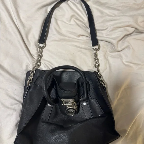 Michael Kors Black Satchel with Silver Accents - Picture 2 of 5